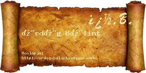 Ördög Bálint névjegykártya
